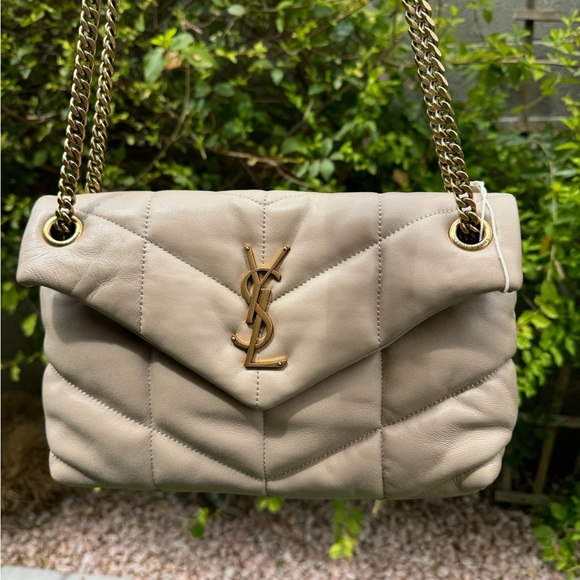New Small YSL Loulou Puffer Shoulder Bag BEIGE - Picture 2 of 10